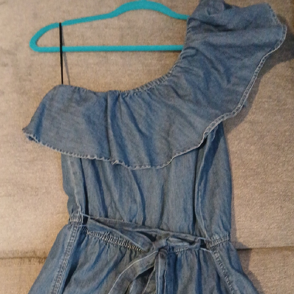 GAP Blue Ruffled One-Shoulder Dress